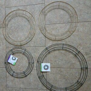 Wreath Form - Wire 1 - 18" Green, 2 - Gold Colored 14", 1 - 12" Green / 4 Total